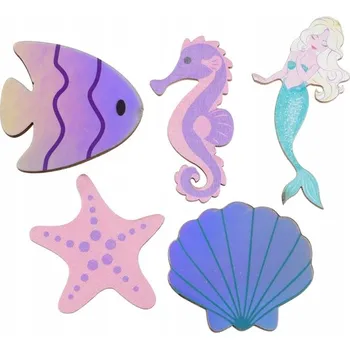 Konfeta Konfety Mořská víla dřevěné 10ks 5x4x7cm