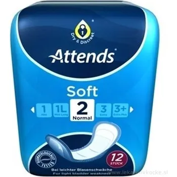 Attends Healthcare Group ATTENDS Soft Normal 2 Dámské Inkontinenční Vložky – 12 ks (savost 449 ml, délka 26,5 cm)