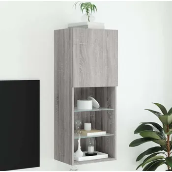 Televizní stolek vidaXL TV skříňka s LED osvětlením 40,5 x 30 x 102 cm [837063] Barva: šedá sonoma