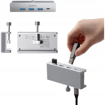 USB hub USB Hub Orico MH4PC s uchycením na monitor, USB-C / 3x USB-A 3.0 + 1x USB-C 3.0 - s