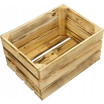 Obraz Dřevěná truhla opálená, prostorný koš na hračky 40x30x21 cm Decoupage