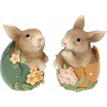 Velikonoční dekorace ZAJÍC VELIKONOČNÍ FIGURKA VAJÍČKO 2 ks NA Velikonoce DÁREK ZAJÍČEK