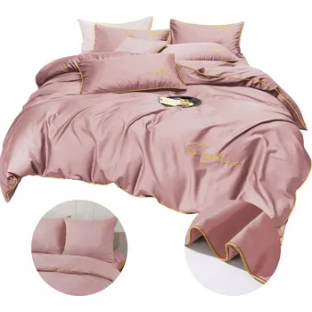 Povlečení Povlečení 160x200 pudrové se zlatou výšivkou a saténovým lemem