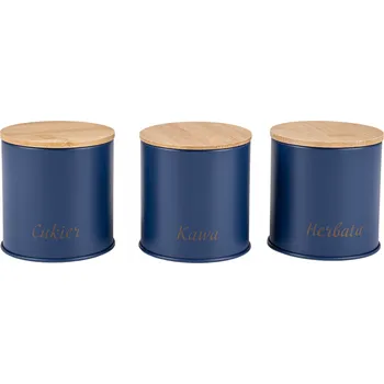 Dóza na potraviny Kuchyňské nádoby na kávu, CUKR cukr, ocel, tmavě modrá, sada KS