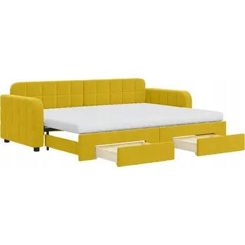 Pohovka Rozkládací lehátko-pohovka se zásuvkami, žlutá, 223 x 91 x 71 cm