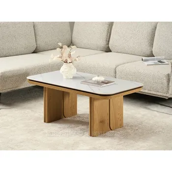 Konferenční stolek Konferenční stolek NOXER - bílý mramor / dub