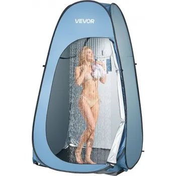 Stan VEVOR Přenosný sprchový stan, okamžitě přenosný stan pro soukromí, šatna se sprchovou taškou, kolíky do země, lana, přepravní taška, 190T polyester se stříbrným povlakem, rychlé nastavení, pro kempování, pláž, rybaření