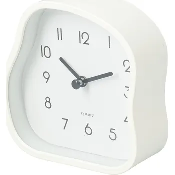 Hodiny Home Styling Collection Stolní hodiny AMORPH organického tvaru s proskleným čelem, bílý, 12 cm