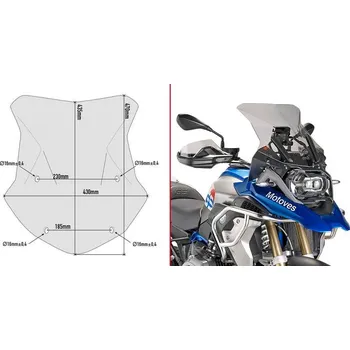 Motodíl Kappa 5124DK přední plexi, zatmavené 43,5 x 43 cm (VxŠ) BMW R 1200 GS (13-18), BMW R 1200