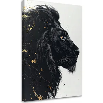 Obraz Obraz na plátně do obýváku, ložnice, kanceláře, Lev zvíře Glamour Zlato 40x60