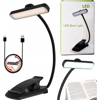 Lampička LED lampička na čtení knih USB přenosná s klipem Noční 19,5 cm