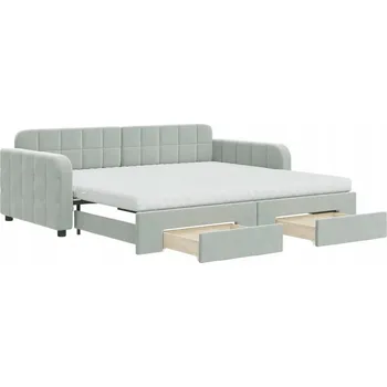 Pohovka Rozkládací pohovka 2 v 1 se zásuvkami, světle šedá, 213 x 100 x 71 cm