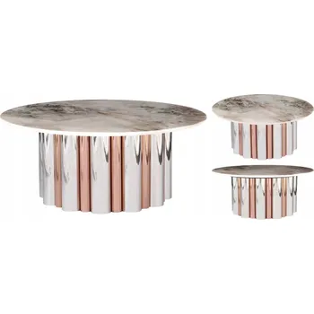 Konferenční stolek Elegantní mramorový konferenční stolek Copper 90x90 cm Bílý