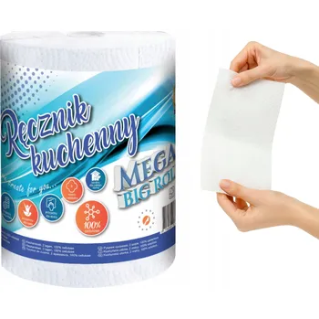 Utěrka Kuchyňská papírová utěrka Bílá Mega Big Roll Savá 2 vrstvy