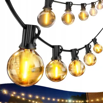 Venkovní osvětlení ZAHRADNÍ SVĚTELNÝ ŘETĚZ 30+1 LED ŽÁROVEK G40 18M VENKOVNÍ VODĚODOLNÝ