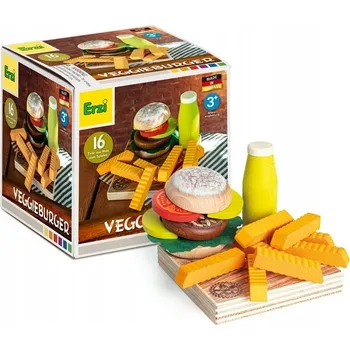 Dřevěná hračka Sada potravinářských výrobků na hraní - Vegetariánský Burger Erzi