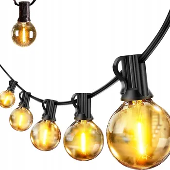 Venkovní osvětlení ZAHRADNÍ SVĚTELNÝ ŘETĚZ 30+1 LED ŽÁROVEK G40 18M VENKOVNÍ VODĚODOLNÝ