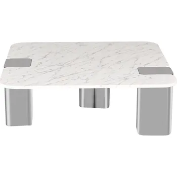 Konferenční stolek Moderní čtvercový konferenční stolek z mramoru 100x100cm Plane Bílý