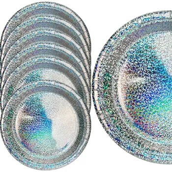Talíř TALÍŘKY papírové holografické HOLO 6 kusů NA JEDNO POUŽITÍ 18 cm