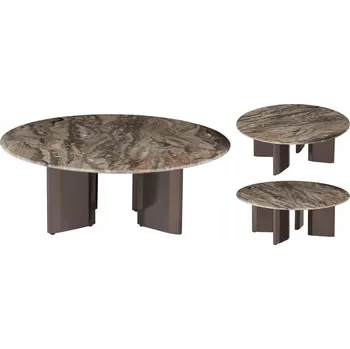 Konferenční stolek Elegantní mramorový konferenční stolek Atlas 90x90 cm Hnědý