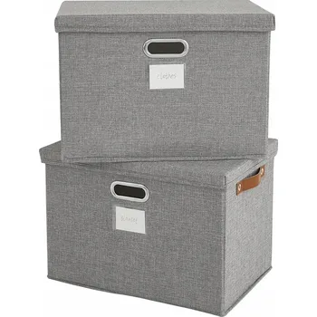 Úložný box BAGNIZER Skládací úložné boxy s víkem 2ks Velké koše na oblečení Šedé