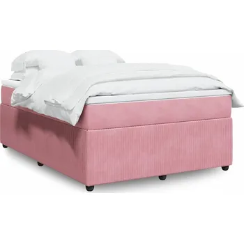 Postel vidaXL Box spring postel s matrací 160x200 cm samet [3285650] Barva: Růžová