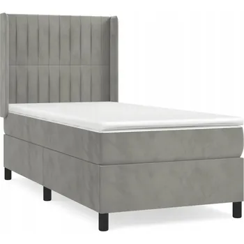 Postel Kontinentální postel s nastavitelným čelem, světle šedá, 203 x 93 x 118/12 cm