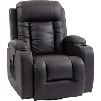 Masáž Masážní křeslo HOMCOM s houpací, polohovací a vyhřívací funkcí, 3 režimy, otočné, tmavě hnědé