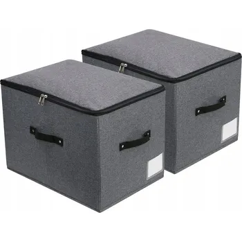 Úložný box SKLÁDACÍ TEXTILNÍ BOX NA HRAČKY ZÁMEK ORGANIZÉR 2KS ČERNO-ŠEDÝ