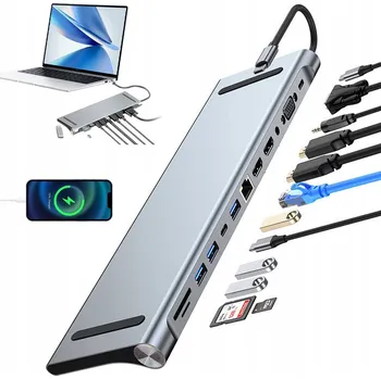 Multifunkční dokovací stanice USB-C 12 v 1 s trojitým HDMI výstupem