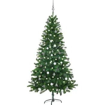 Vánoční stromek zahrada-XL Umělý vánoční stromek s LED a sadou koulí 180 cm zelený 3077727