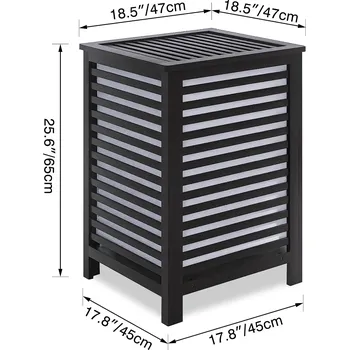 Koš na prádlo SMIBUY Bambusový koš na prádlo s víkem, černý