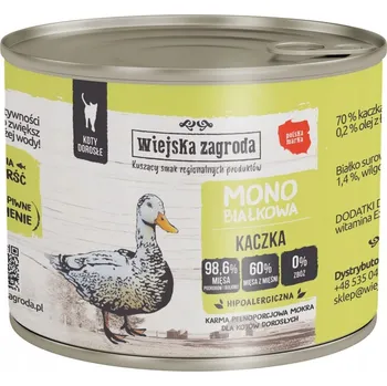 Krmivo pro kočku Wiejska Zagroda monoproteinové mokré krmivo pro kočky s kachnou 200 g