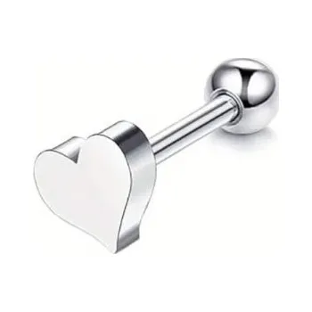 Piercing Piercing s motivem srdíčka z nerezové oceli 16G 1,2 × 6 mm Jemný dámský šperk pro nos uši rty obočí