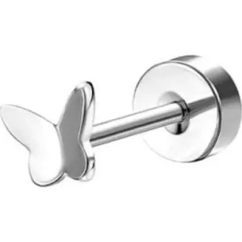 Piercing Stříbrná piercing náušnice motýlí design 0,8 mm x 6 mm x 10 mm chirurgická nerezová ocel pro citlivé uši