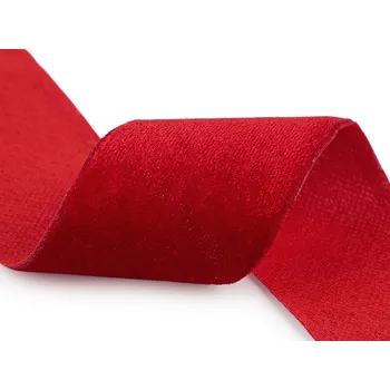 Sametová dekorační stuha na cívce ve vánočních barvách šíře 50 mm, návin 2,7 m, barva 1 červená