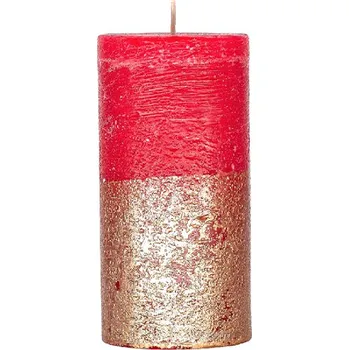 Svíčka ARÔME Rustikální svíčka, metalická červená a zlatá ARÔME