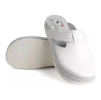 Dámské pantofle BATZ Flower velikost 37 dámské kožené pantofle s uzavřenou špičkou – bílé