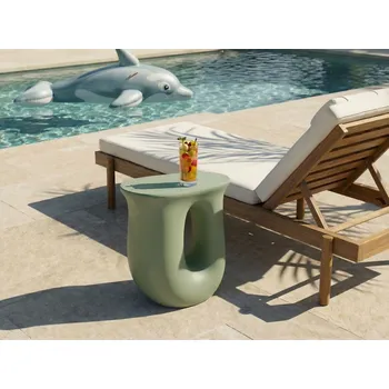 Konferenční stolek Odkládací stolek zelený MgO sklolaminát odolný proti povětrnostním vlivům a UV záření moderní styl exteriér interiér Beliani