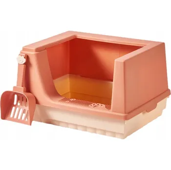 Toaleta pro kočku Otevřená toaleta pro kočky s protipískovým filtrem, vysoká ochrana proti vyhazování steliva, velikost S, Růžová