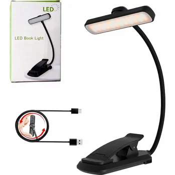 Lampička LED LAMPičKA NA ČTENÍ KNIH NOČNÍ STOLNÍ BEZDRÁTOVÁ USB S KLIPEM
