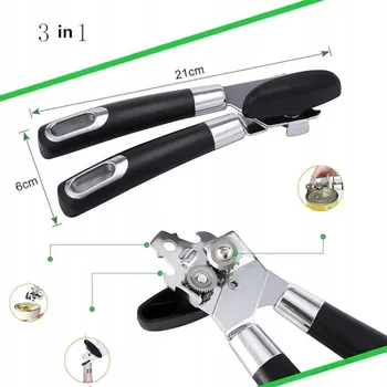 Otvírák Otvírák na konzervy 3v1 s protiskluzovou rukojetí černý