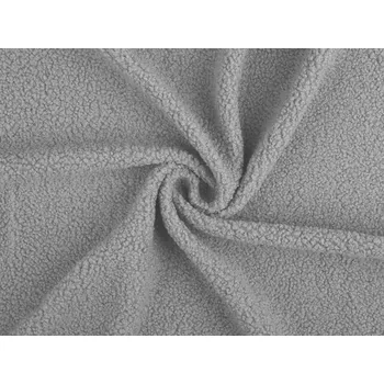 Teddy plyšová látka, střední, 5 (5) (255 g/m²) šedá světlá