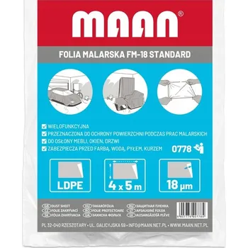 Zakrývací fólie na malování Malířská Fólie Maan 5 m x 4 m x 18 µm