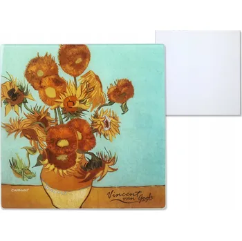 Kuchyňské prkénko SKLENĚNÁ DESKA NA KRÁJENÍ A SERVÍROVÁNÍ VAN GOGH SLUNEČNICE PODLOŽKA