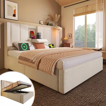 Postel Jednolůžková dřevěná postel Arhatreya 90x200, béžové odstíny