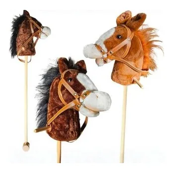 plyšák Zvukový koník na holi a kolečkách