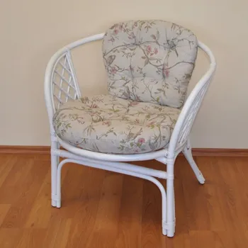 Ratanové křeslo Bahama bílé Motiv ptáci