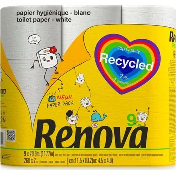 Toaletní papíry Suchý toaletní papír bez vůně Renova 9 ks