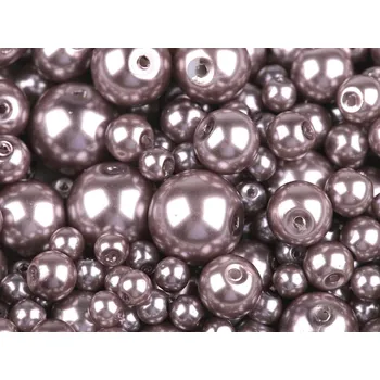 Skleněné voskové perly mix velikostí Ø4-12 mm, velké, 15A starorůžová